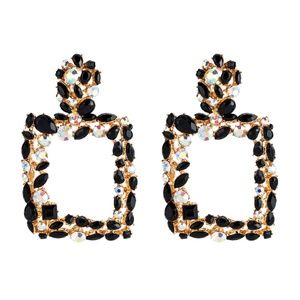 LAST PAIR! Black and Gold Statement Earrings